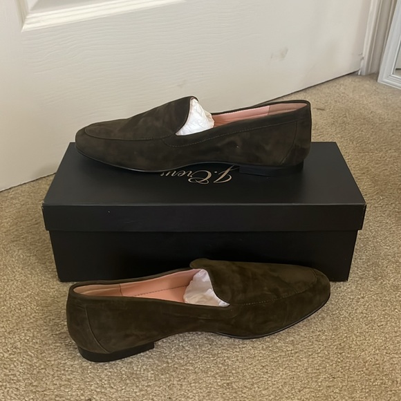 NWT J. CREW olive green suede loafers - Picture 7 of 9